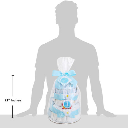 Sweet Baby Boy Blue Diaper Cake Gift Tower
